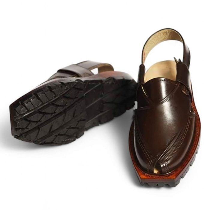 Handmade Brown Norozi Chappal with Double Tyre Sole