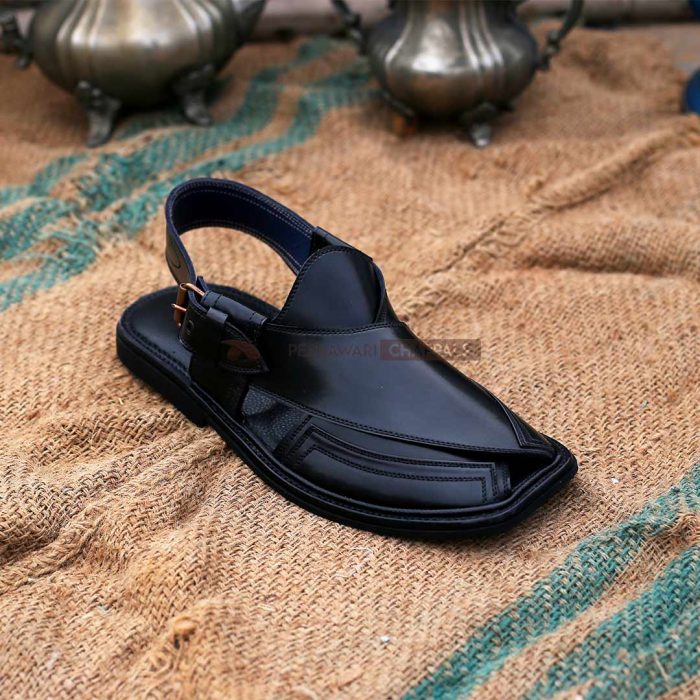 Handmade Signature Black Peshawari Chappal