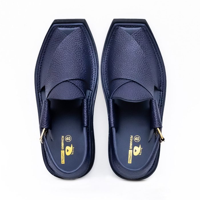 Handmade Kaptaan Chappal with Blue Dotted Design