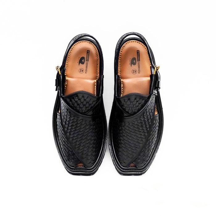 Black Peshawari Chappal with Vibram Sole