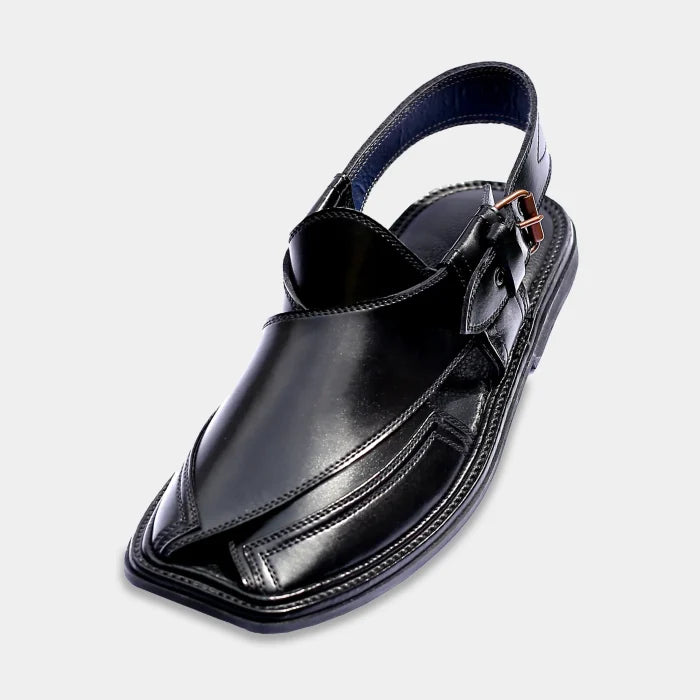 Handmade Signature Black Peshawari Chappal