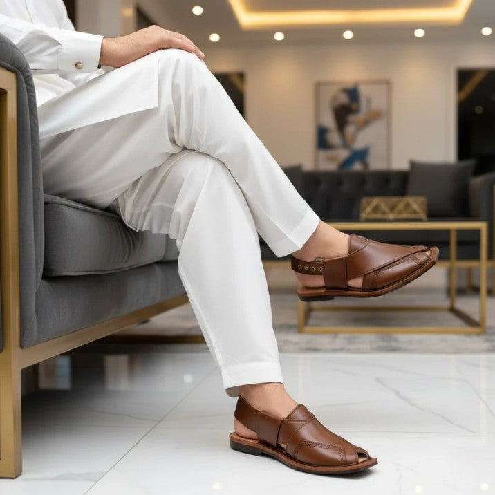 Handmade Mustard Norozi Chappal with China Cut Shape